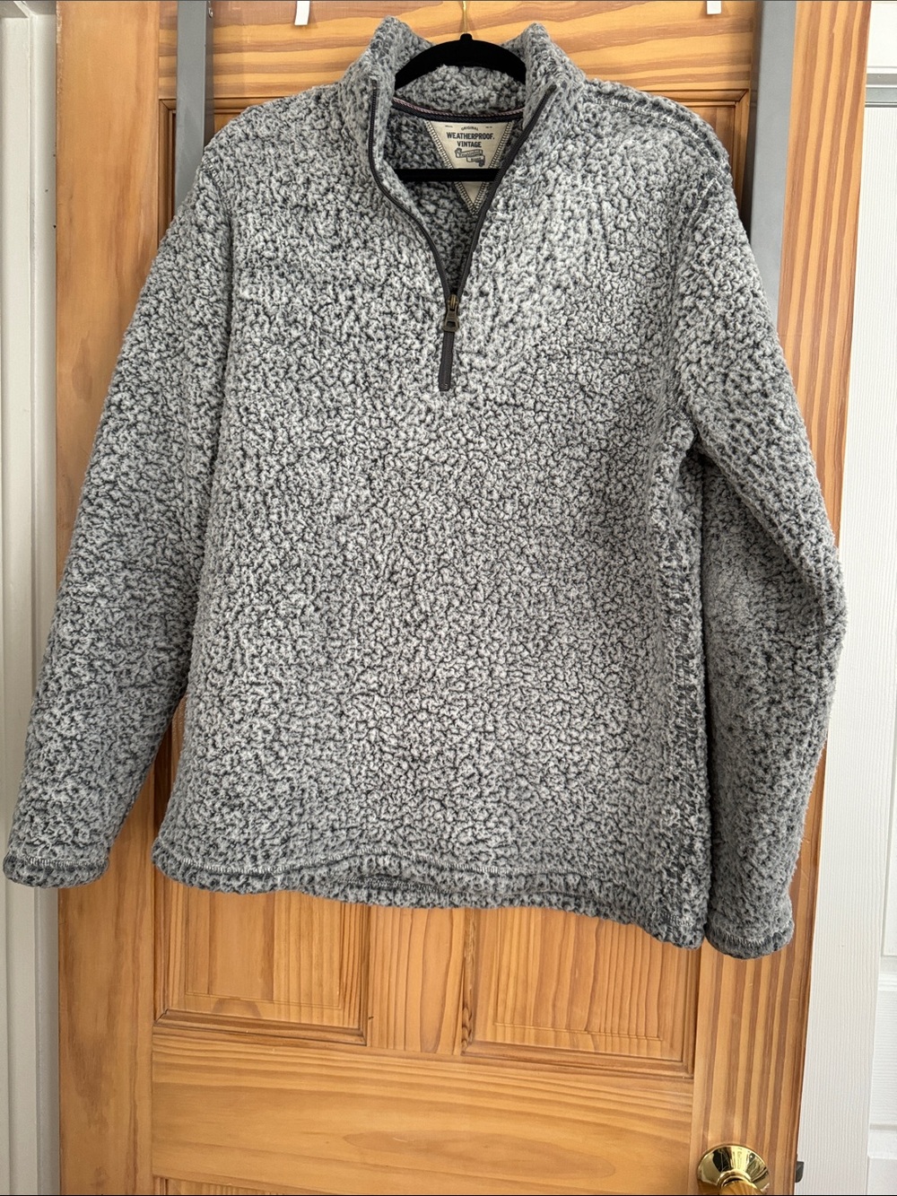 Men's Heather Gray Sherpa Zip-Up Pullover Sweater